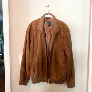 Jos. A. Bank Brown Suede Leather Bomber Varsity Jacket - M